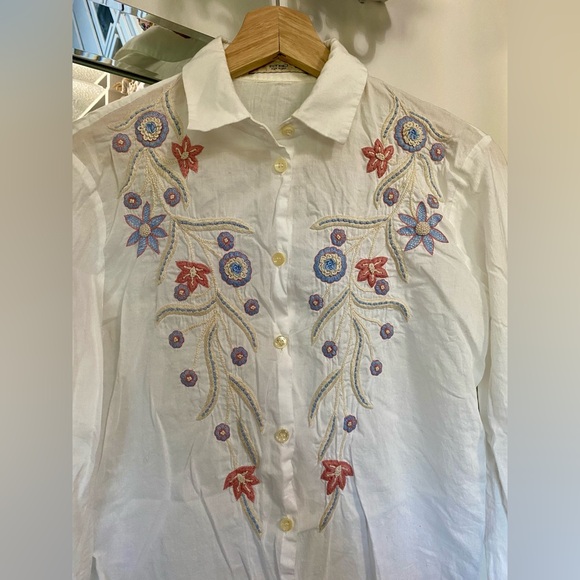 ETRO embroidered floral cotton button-down blouse - Picture 2 of 6